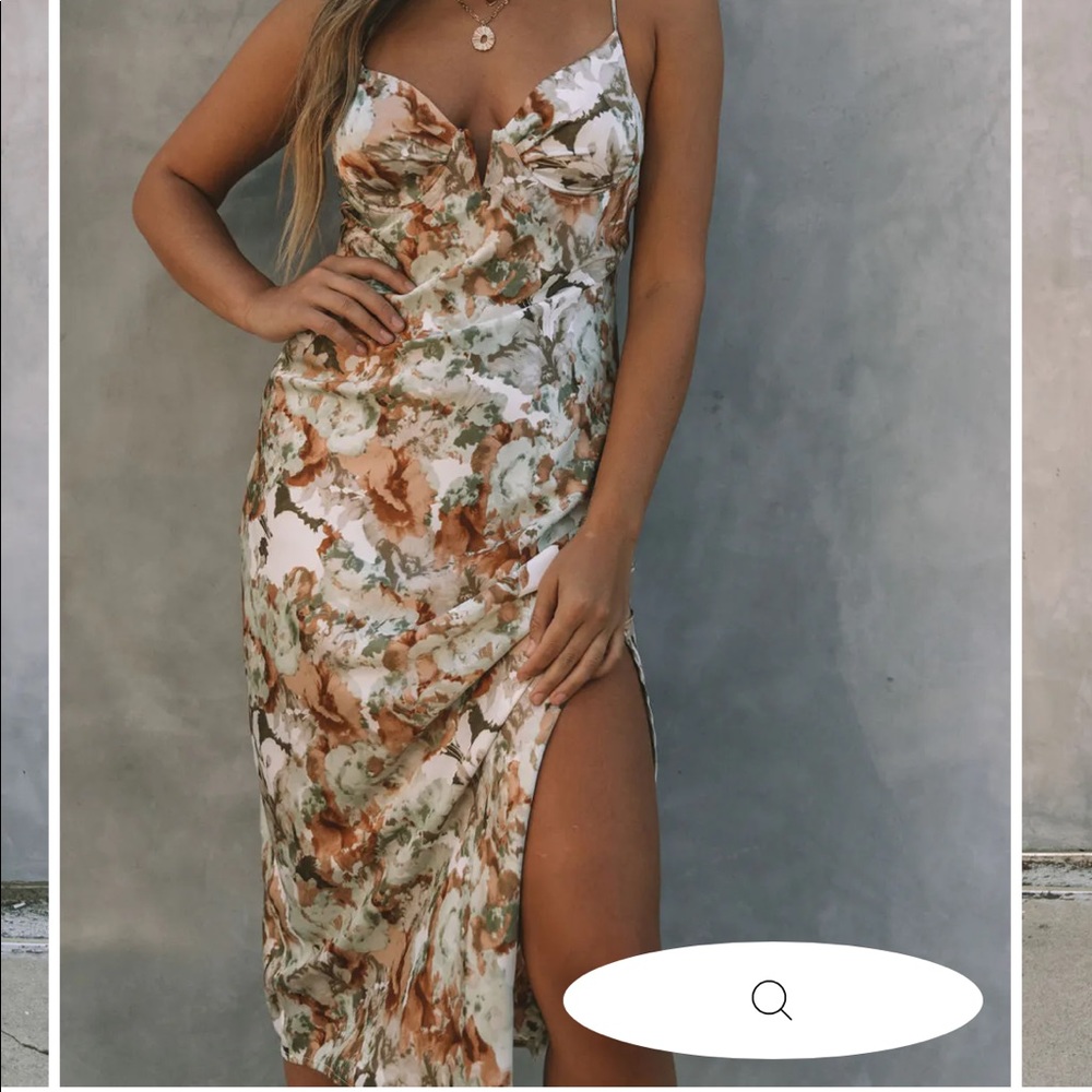 Floral Satin Midi Dress